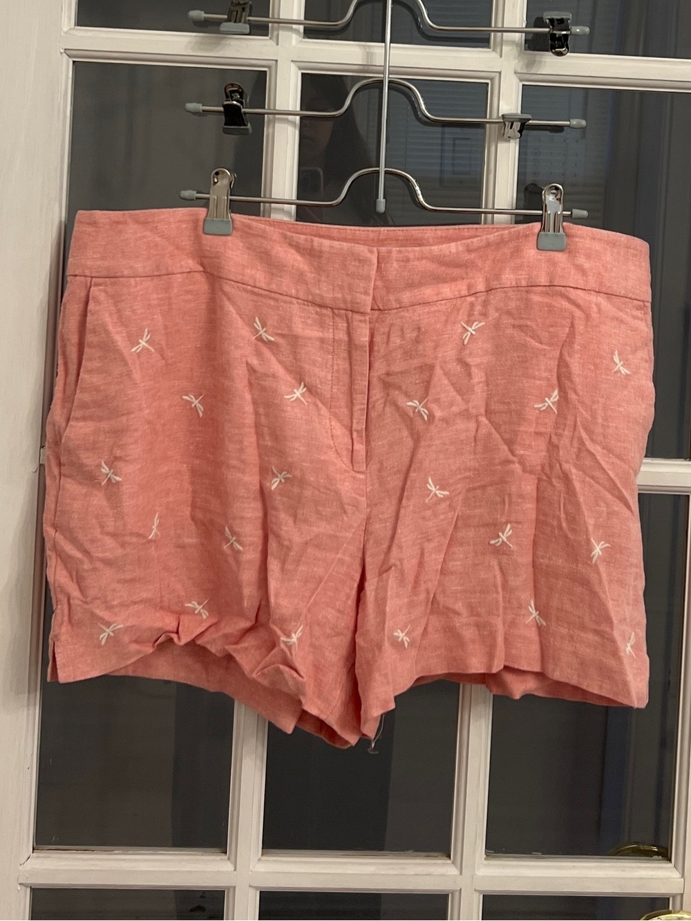 LOFT Women's Pink Dragonfly Linen Blend Riviera Shorts Size 14